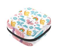 Divertente kit per il primo periodo delle ragazze, con farfalle arcobaleno, parole, nuvole, per ragazze, salvaslip per assorbenti mestruali, porta assorbenti con cerniera, organizer per tovaglioli