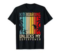Divertente Kiteboarding sblocca Il Mio superpotere Retro Beach Sunset Maglietta