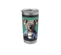 Divertente koala orso in pigiama amante del caffè sarcasmo arte umoristica Bicchiere termico in acciaio inox doppia parete