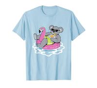 Divertente Koala Pool Float Flamingo Summer Party Maglietta