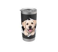 Divertente Labrador bianco che sbircia carino amante dei cani mamma papà Bicchiere termico in acciaio inox doppia parete