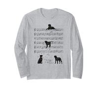Divertente Labrador Nero Musica Giocare Nota Musicale Maglia a Manica