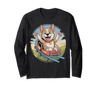 Divertente Labrador Roller Coaster Dog Meme Happy Ride Maglia a Manica