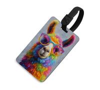 Divertente lama che indossa occhiali colorati arcobaleno etichetta bagagli borsa da viaggio valigia nome tag