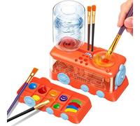 Divertente lavaspazzole educative con riciclo automatico acqua per ispirare artisti. Dispositivo per spazzole educative. Forma automatica del treno con funzione acqua
