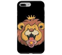 Divertente leone sorridente con corona e ciuccio costume Custodia per iPhone 7 Plus/8 Plus