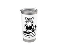 Divertente lettore di libri con gatto e gattino, regalo per uomini, donne e bambini Bicchiere termico in acciaio inox doppia parete