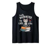 Divertente Lettore Stravagante Facilmente distratto da Gatti e Libri Canotta