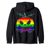 Divertente LGBT Gay Pride Halloween Rainbow Flag Spaventoso Zucca Felpa con Cappuccio