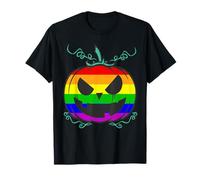 Divertente LGBT Gay Pride Halloween Rainbow Flag Spaventoso Zucca Maglietta