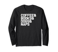 Divertente Libro Amante caffè Libri Cani sonnellini Maglia a Manica