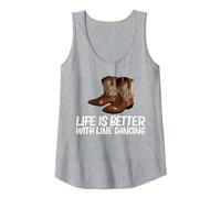 Divertente Linea Danza Regalo Uomo Donna Country Line Dance Rodeo Canotta, Donna, Grigio Melange, XXL