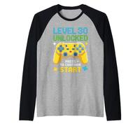 Divertente Livello 30 Regali di Compleanno sbloccati Maglia con Maniche Raglan