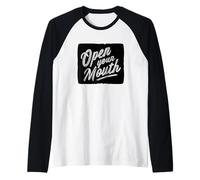 Divertente Logo Open Your Mouth Maglia con Maniche Raglan