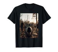 Divertente Lupo Selfie con Zombi Foresta Spettrale Spaventoso Halloween Maglietta