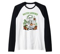 Divertente Maestro Giardiniere con Teschio Felice Maglia con Maniche Raglan
