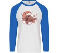 Divertente Maglietta Baseball L/S Con Cappello Di Babbo Natale Per Uomo