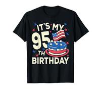 Divertente maglietta con bandiera americana "Birthday Cake Its My 95th Birthday" Maglietta