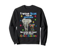 Divertente maglietta con elefante autistico, I wear blue for my brother autism Felpa