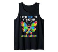 Divertente maglietta con farfalla per autismo che indosso blu per mio fratello autismo Canotta