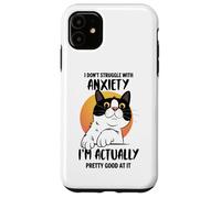 Divertente maglietta con gatto ansioso "I Don't Struggle I Excel at It" Custodia per iPhone 11