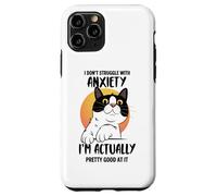 Divertente maglietta con gatto ansioso "I Don't Struggle I Excel at It" Custodia per iPhone 11 Pro