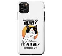 Divertente maglietta con gatto ansioso "I Don't Struggle I Excel at It" Custodia per iPhone 11 Pro Max