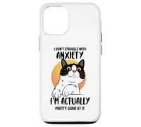 Divertente maglietta con gatto ansioso "I Don't Struggle I Excel at It" Custodia per iPhone 12/12 Pro