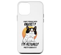 Divertente maglietta con gatto ansioso "I Don't Struggle I Excel at It" Custodia per iPhone 12 mini