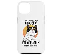 Divertente maglietta con gatto ansioso "I Don't Struggle I Excel at It" Custodia per iPhone 13