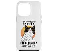 Divertente maglietta con gatto ansioso "I Don't Struggle I Excel at It" Custodia per iPhone 13 Pro
