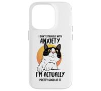 Divertente maglietta con gatto ansioso "I Don't Struggle I Excel at It" Custodia per iPhone 14 Pro