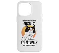 Divertente maglietta con gatto ansioso "I Don't Struggle I Excel at It" Custodia per iPhone 14 Pro Max