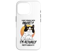 Divertente maglietta con gatto ansioso "I Don't Struggle I Excel at It" Custodia per iPhone 16 Pro