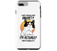 Divertente maglietta con gatto ansioso "I Don't Struggle I Excel at It" Custodia per iPhone 7 Plus/8 Plus