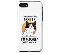 Divertente maglietta con gatto ansioso "I Don't Struggle I Excel at It" Custodia per iPhone SE (2020) / 7/8