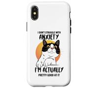 Divertente maglietta con gatto ansioso "I Don't Struggle I Excel at It" Custodia per iPhone X/XS