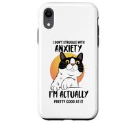 Divertente maglietta con gatto ansioso "I Don't Struggle I Excel at It" Custodia per iPhone XR