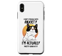 Divertente maglietta con gatto ansioso "I Don't Struggle I Excel at It" Custodia per iPhone XS Max