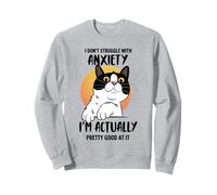 Divertente Maglietta con Gatto ansioso I Don't Struggle I Excel at It Felpa