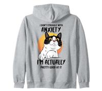 Divertente Maglietta con Gatto ansioso I Don't Struggle I Excel at It Felpa con Cappuccio