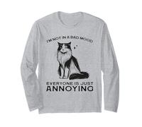 Divertente Maglietta con Gatto I'm Not in a Bad Mood Everyone's Annoying Maglia a Manica