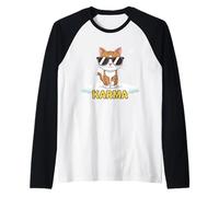 Divertente maglietta con gatto Karma Cool Zen Vibes divertente retrò tramonto Maglia con Maniche Raglan
