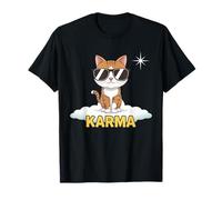 Divertente maglietta con gatto Karma Cool Zen Vibes divertente retrò tramonto Maglietta