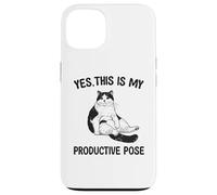Divertente maglietta da gatto "Yes This Is My Productive Pose" Umorismo pigro Custodia per iPhone 13
