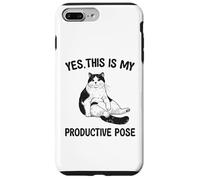 Divertente maglietta da gatto "Yes This Is My Productive Pose" Umorismo pigro Custodia per iPhone 7 Plus/8 Plus