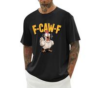 Divertente maglietta da uomo con gallo meme casual a maniche corte girocollo F-CAW-F maglietta per uso quotidiano estate urlo pollo top attività all'aperto, Nero , L