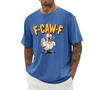 Divertente maglietta da uomo con gallo meme casual a maniche corte girocollo F-CAW-F maglietta per uso quotidiano estate urlo pollo top attività all'aperto, Blu, L