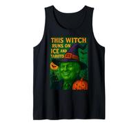 Divertente Maglietta di Halloween Trump Witch Runs on Ice And Tariffs Canotta