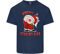 Divertente Maglietta Di Natale Per Bambini Merry Kiss My Ass